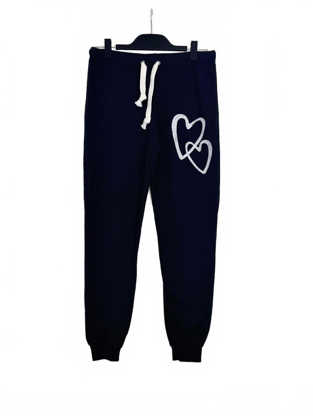 AQUA Heart Graphic Drawstring Fleece Lounge Jogger Pants Black Size Small